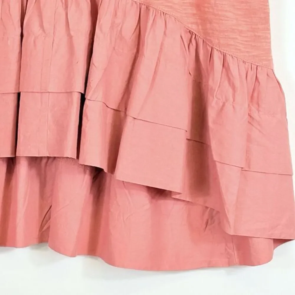 Akemi + Kin Ruffle‎ Hem Top Womens Small Coral Pink Tiered Boho Romantic